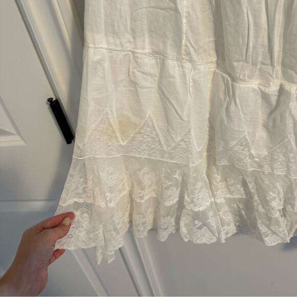 Antique White Lace Handmade Semi Sheer Maxi Skirt Medium - Picture 10 of 12